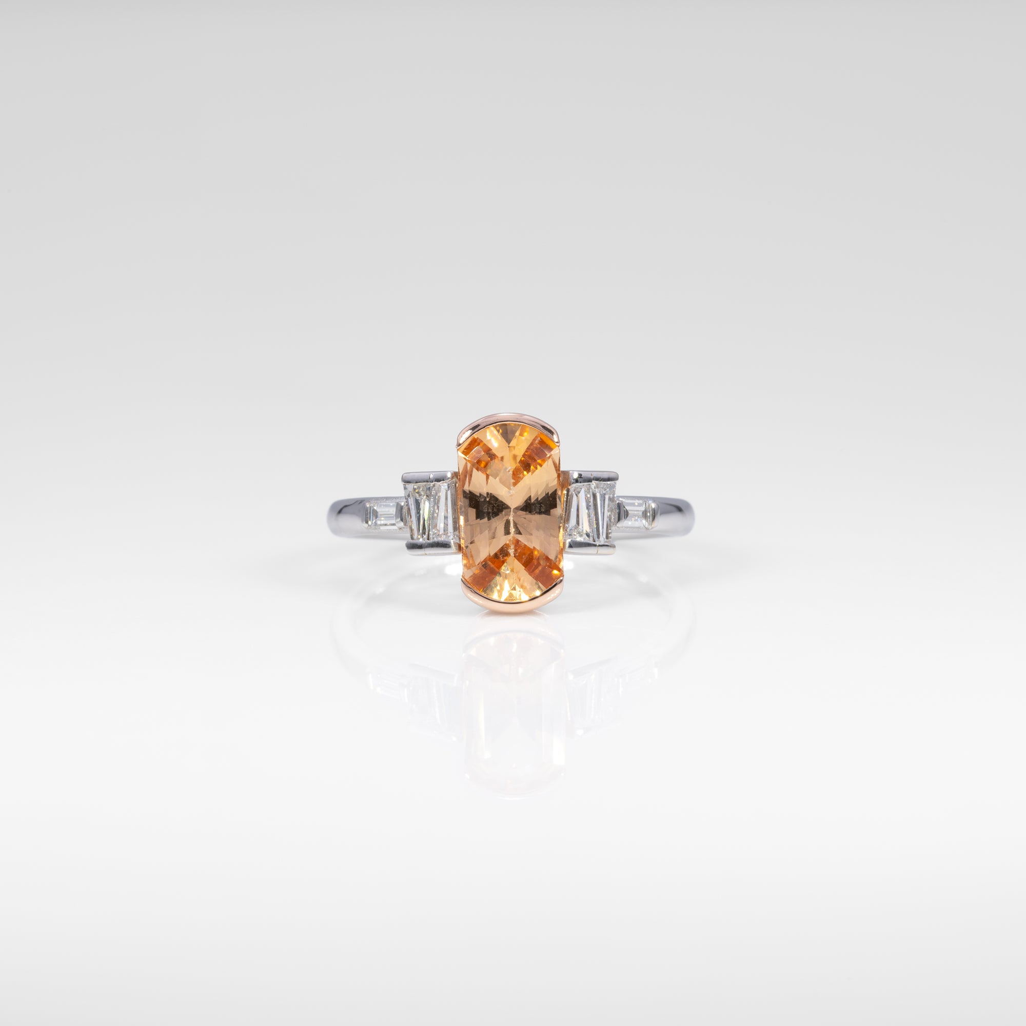 14K white & rose gold imperial topaz ring with diamond accents