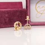 Angel Stud Earrings Semi Mount w Diamond Halo | Customizable