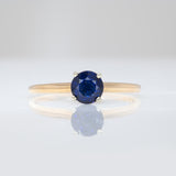 Natural Ceylon Sapphire Solitaire Ring: Solid 14K Gold, 5mm Round  Fine Jewelry