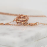 Natural Morganite & Diamond Halo Pendant Necklace in Solid 14K Gold with Attached Chain – Elegant Pink Gemstone Jewelry for Women