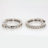 14K White Gold Diamond Huggies | Latch Back