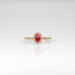 14K yellow gold padparadscha sapphire ring with diamond accents