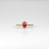 14K yellow gold padparadscha sapphire ring with diamond accents
