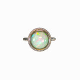 2ct Ethiopian Opal Solitaire Ring in Solid 14K White Gold | RD 10mm