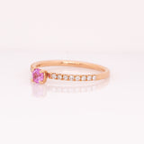 Ravina Pink Sapphire Ring with Natural Diamonds Accents: 14k Solid Gold, Round 3.5mm