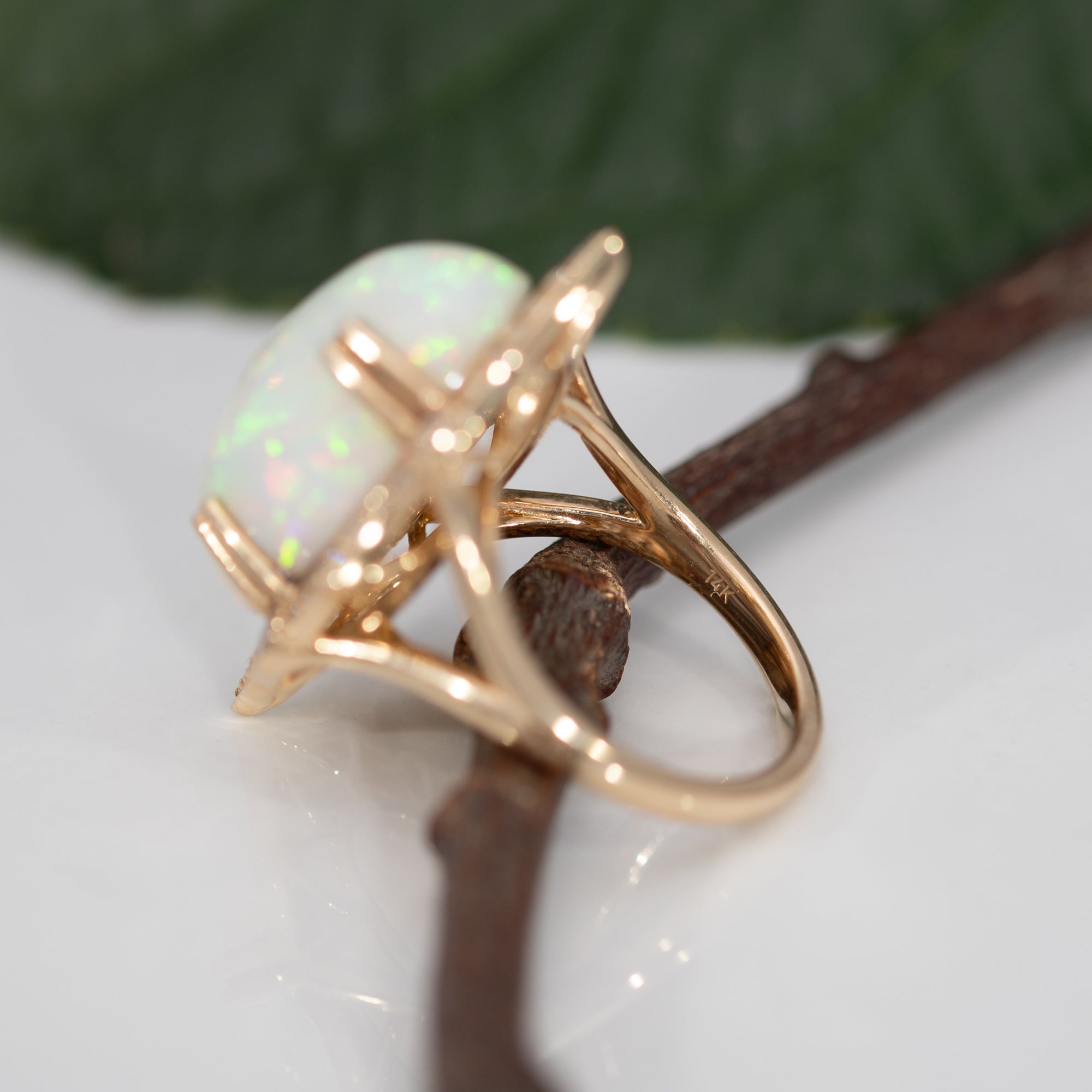 14K yellow gold ethiopian opal ring