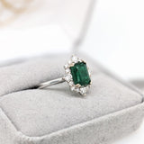 Trisha 14K White Gold Zambian Emerald Diamond Ring | EM 8x6mm