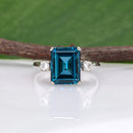 10K yellow gold London blue topaz estate ring with diamonds