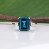 10K yellow gold London blue topaz estate ring with diamonds