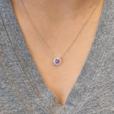 Eloise Solid 14K Gold Pink Sapphire Pendant Attached Chain with Natural Diamonds