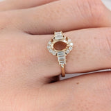 Fabulous Ring Setting W Natural Baguette and Round Diamond Accents in 14K Solid Gold | Oval Shape | Customizable