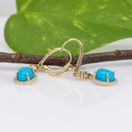 14K Yellow Gold Turquoise Earrings