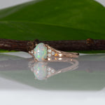 14K rose gold Ethiopian opal cabochon ring with diamond accents