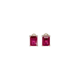 Madagascar Ruby Solitaire Stud Earrings in Solid 14K Gold – Emerald Cut 7x5mm to 10x8mm Custom Sizes, Natural Ruby Fine Jewelry Earrings