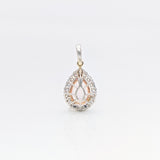 AAA Morganite Pendant with Earth-Mined Diamond, Solid 14K Dual-Tone Gold, Pear 10x7mm, Elegant Fine Jewelry Statement Pendant