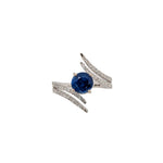 Sarah 14K White Gold 2cts Ceylon Sapphire Diamond Ring | Round 7mm