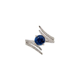 Sarah 14K White Gold 2cts Ceylon Sapphire Diamond Ring | Round 7mm