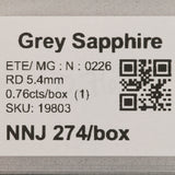 0.76 carat natural grey sapphire round 5.4mm loose gemstone – view 2