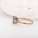 3.6ct Vibrant Blue Zircon Ring w Earth Mined Diamonds in Solid 14K Gold | EM 9x6mm