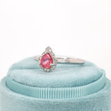 Lia 14K White Gold Padparadscha Sapphire Diamond Ring | PE 6x5mm