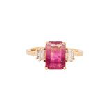 Calluna 14k Solid Gold Bi-color Tourmaline Ring with Natural Diamond Accents | 9x7mm