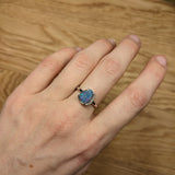 mila 14k white gold 1.65cts boulder opal diamond ring | fancy shape 9x7mm