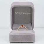 14K yellow gold padparadscha sapphire ring with diamonds
