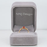 14K yellow gold padparadscha sapphire ring with diamonds