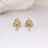 Hazel Swiss Topaz Solitaire Stud Earrings: 14k Solid Gold, Trillion 4mm