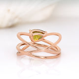 Aditi 14K Rose Gold Sphene and Natural Diamonds Ring | Pear Shape 8x6mm
