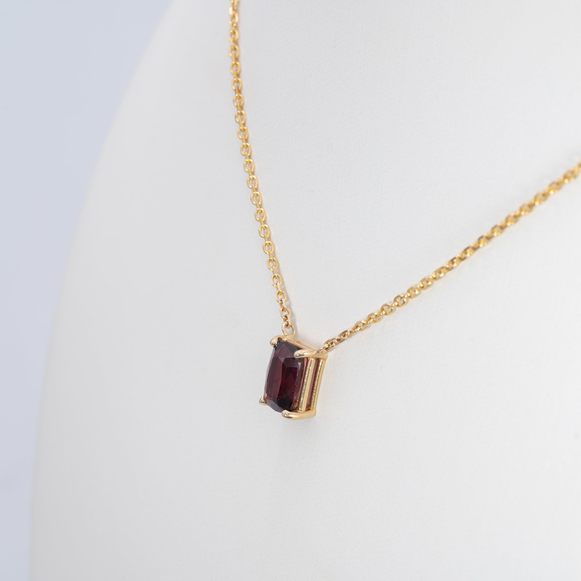14K yellow gold red spinel necklace
