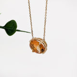 Vimesha 14k Solid Gold Solitaire Citrine Pendant Necklace, Oval 10x8mm