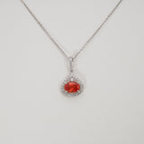 14K white gold padparadscha sapphire pendant