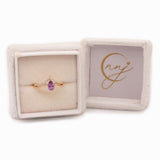 Silvia Solid 14k Gold Pink Sapphire Ring with Natural Diamonds Accents, 7x4mm