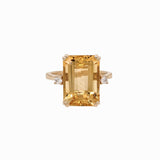 7ct Citrine Ring w Earth Mined Diamonds in Solid 14K Yellow Gold EM 14x10mm