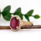 Yumi 14k Solid Yellow Gold Madagascar Ruby Natural Diamond Ring | Oval 12x10mm