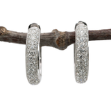 Diamond Huggie Hoop Earrings in 14K White Gold | Diamond Accents | Round Cut | April Birthstone