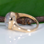 14K yellow gold rainbow moonstone cabochon ring with diamonds