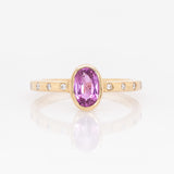 Vivia 14k Solid Gold Pink Sapphire Ring with Natural Diamonds Accents | Oval 7x5mm