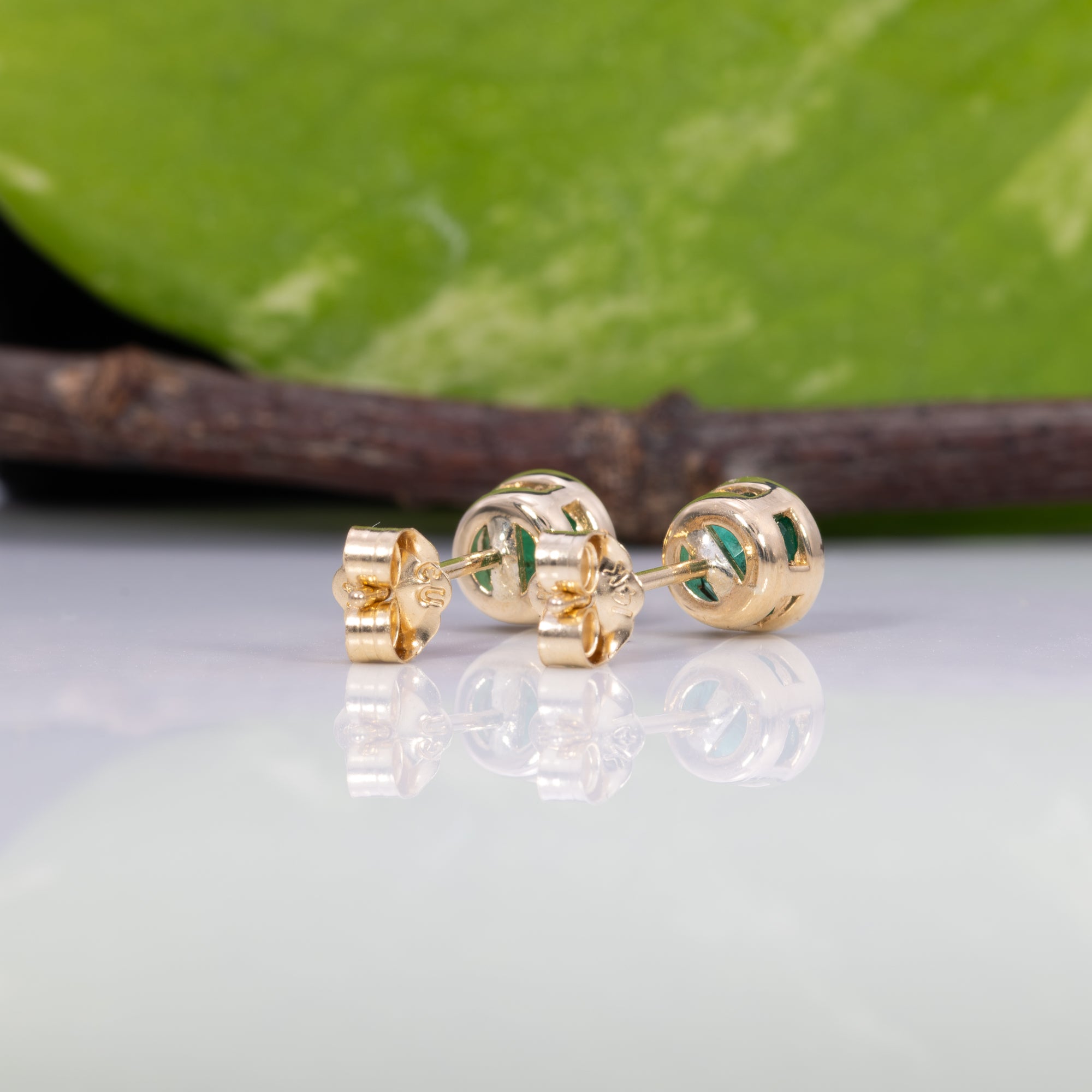 14K yellow gold zambian emerald earrings