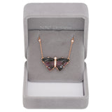 10.5Ct Butterfly-Shaped Tourmaline Necklace with Diamond Accents & Attached Chain: Solid 14K Gold