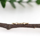 Open Band Ring with Bezel Diamond Accents in Solid 14K Yellow Gold | Stackable Band Ring