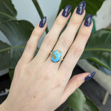 Taylor Solid 14k Gold  Sonoran Turquoise Ring with Natural Diamonds, 16x12mm