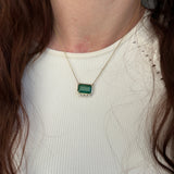 6ct Emerald Pendant w Natural Diamond Accents in Solid 14K Gold | EM 15x10mm