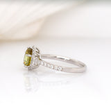 Alyssa 14K White Gold Sphene and Diamond Ring | Pear 7x6mm
