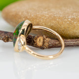 Daphne Solid 14K Gold 2.5cts Black Opal Ring with Lab Diamond Accent, Pear 14x9mm