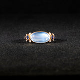 14K rose gold rainbow moonstone ring