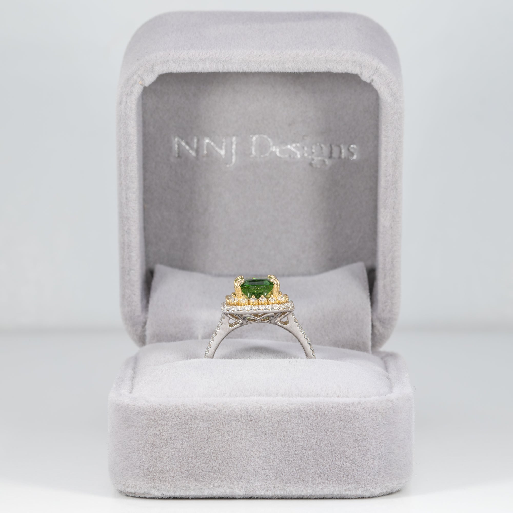 14K white & yellow gold chrome tourmaline ring