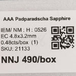 0.48 carat natural Ceylon padparadscha sapphire emerald cut 4.8x3.2mm loose gemstone – view 2
