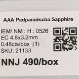 0.48 carat natural Ceylon padparadscha sapphire emerald cut 4.8x3.2mm loose gemstone – view 2